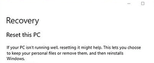 Reset This PC Feature